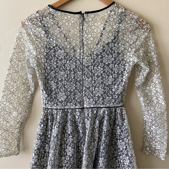 NEW ASOS Lace Overlay Black Piping Fit & Flare Dress 2 - Picture 6 of 7